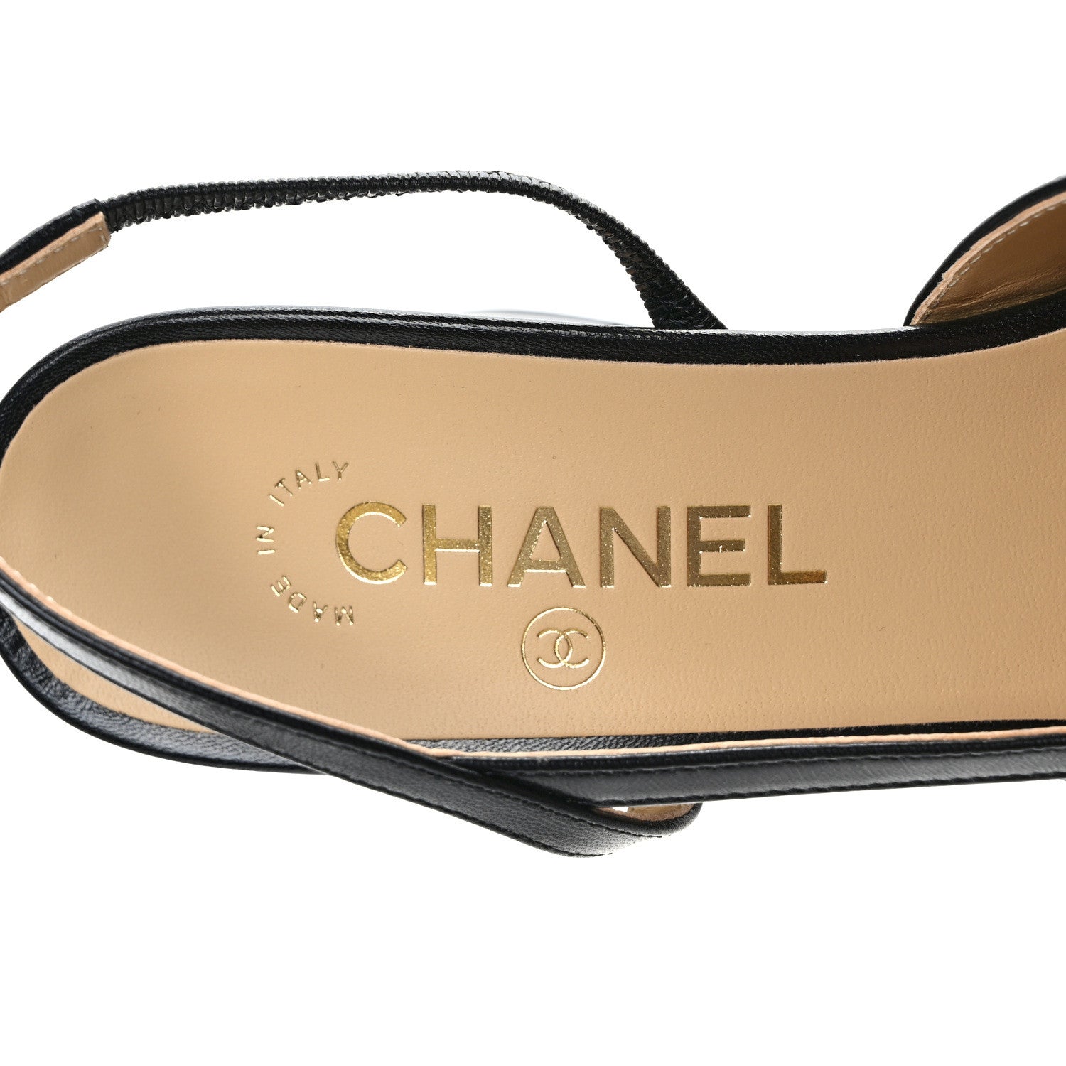 Chanel Lambskin Patent Cap Toe CC Slingback Pumps 39.5 Black 7 of 9
