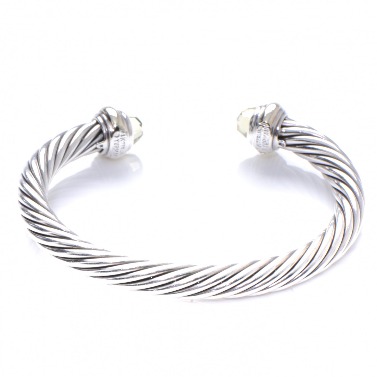 Sterling Silver 14K Yellow Gold Lemon Citrine 7mm Cable Classics Bracelet