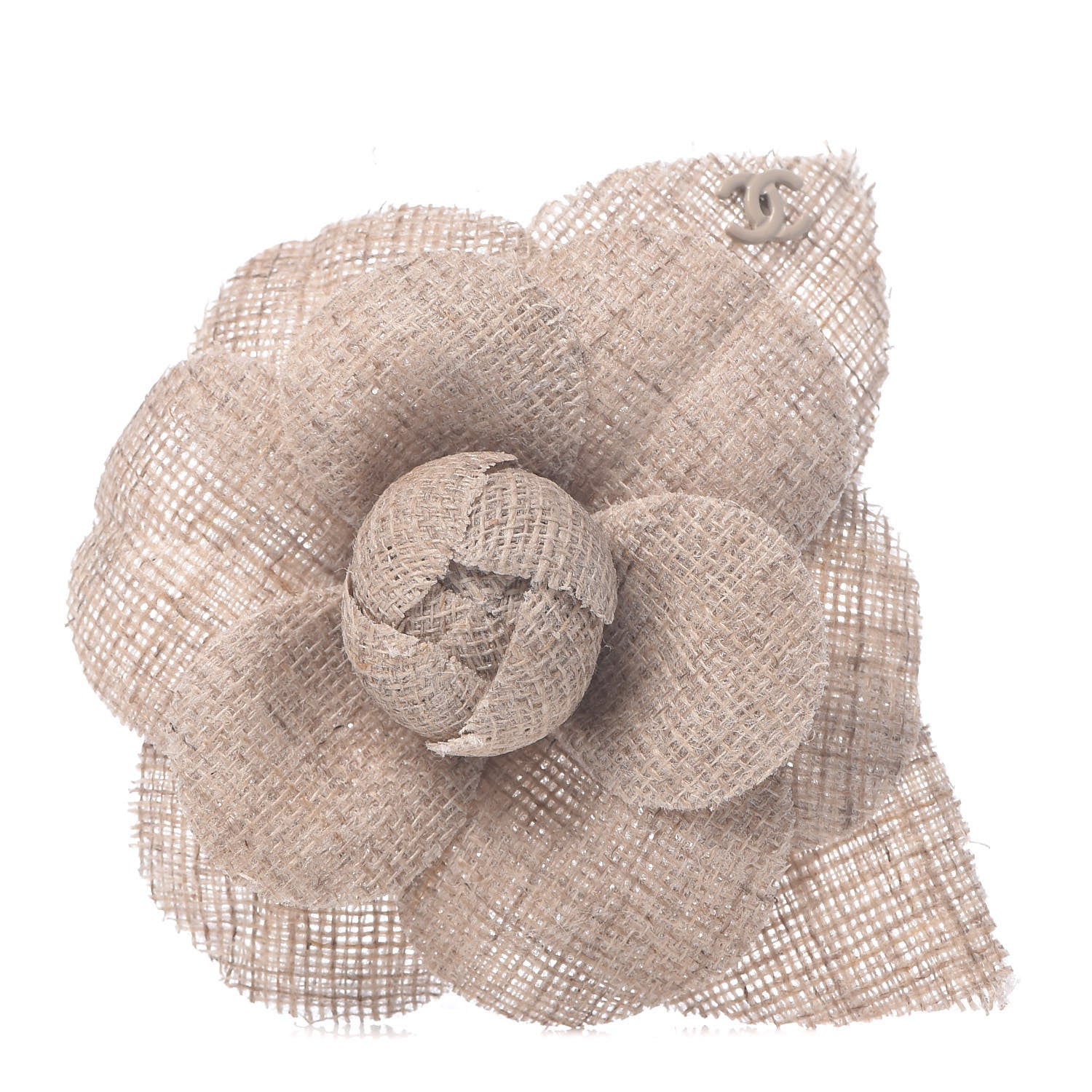 Chanel Linen Camellia Pin Brooch 1 of 4