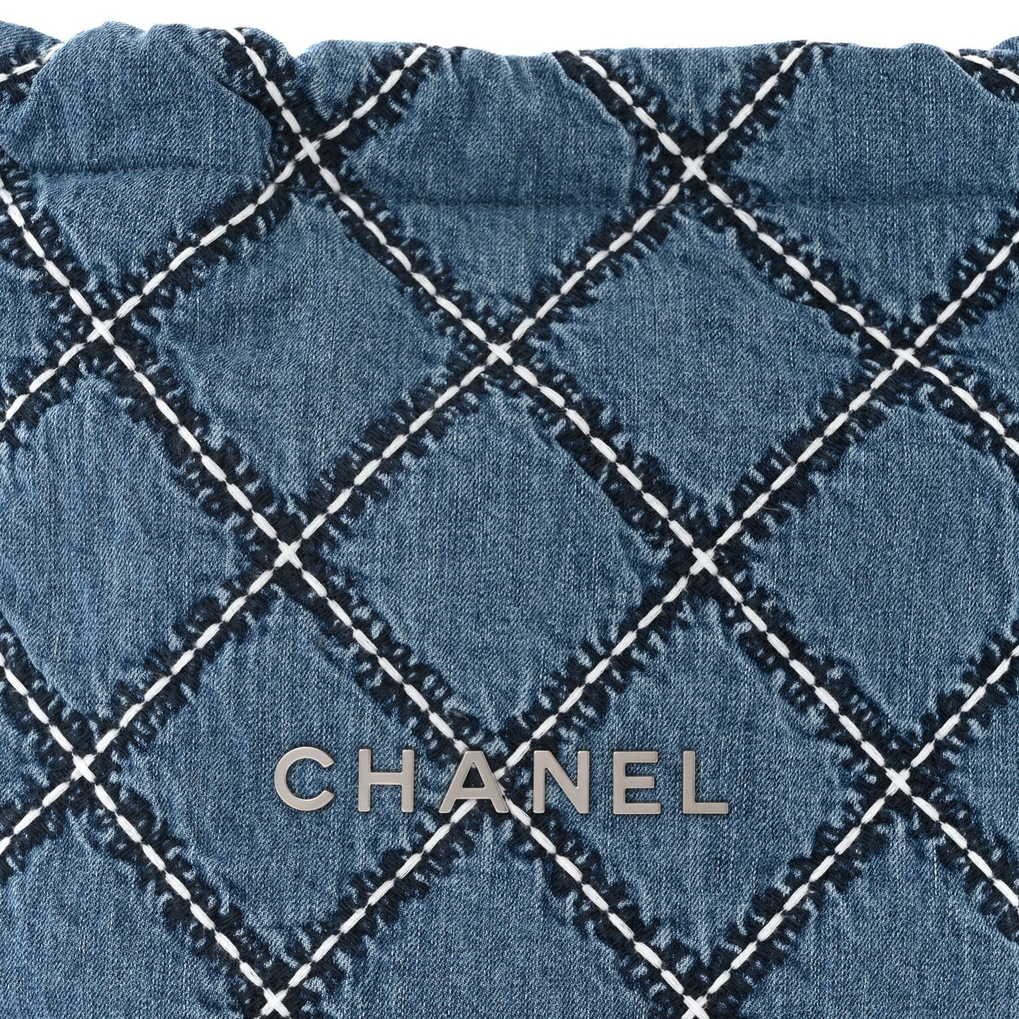 Denim Quilted Stitched Small Chanel 22 Blue