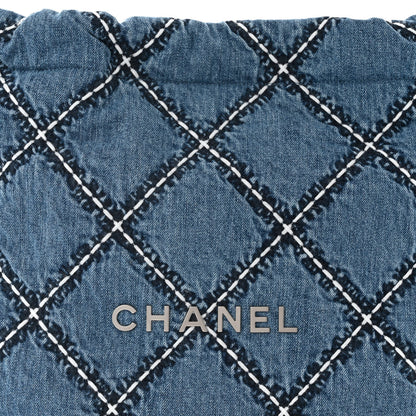 Chanel Denim Quilted Stitched Small Chanel 22 Blue 9 of 12