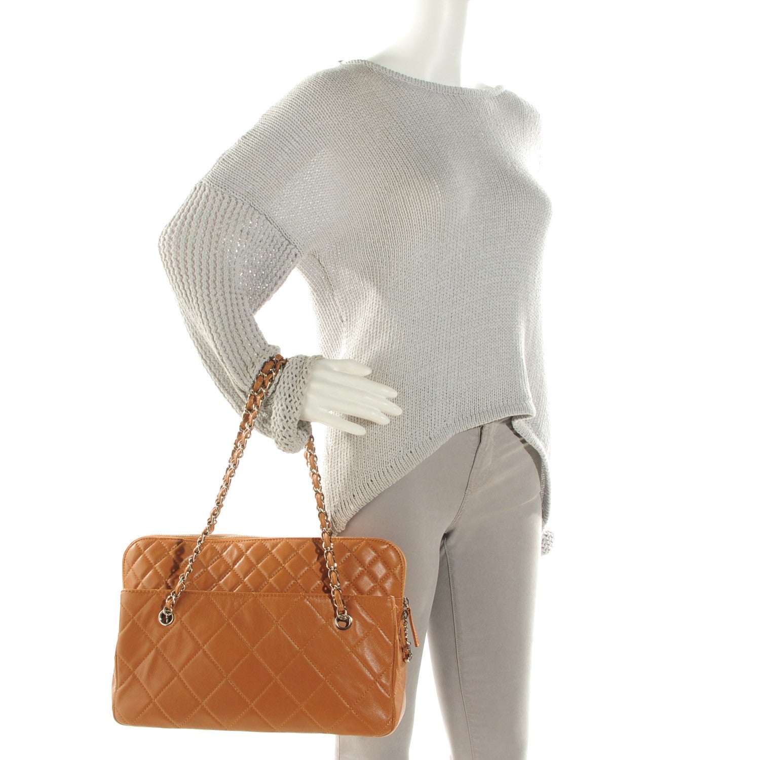 Chanel Calfskin Quilted In The Business Camera Case Dark Beige 2 of 7