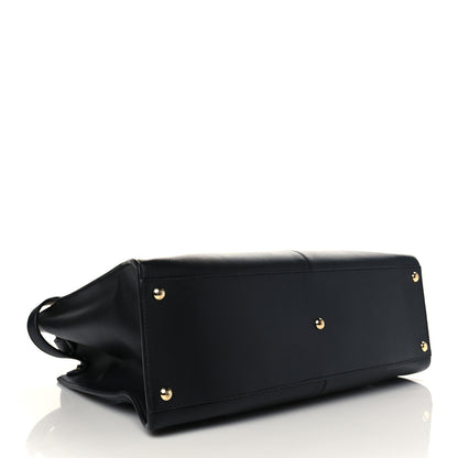 Fendi Vitello Seta Glazed Fabric FF 1974 Large Peekaboo X-Lite Black Mogano Panna 3 of 5