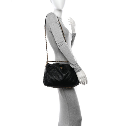 Chanel Calfskin Quilted Coco Shelter Bowling Bag Black 2 of 10