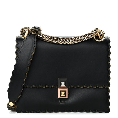 Fendi Vitello Liberty Scalloped Studded Small Kan I Shoulder Bag Black 1 of 4