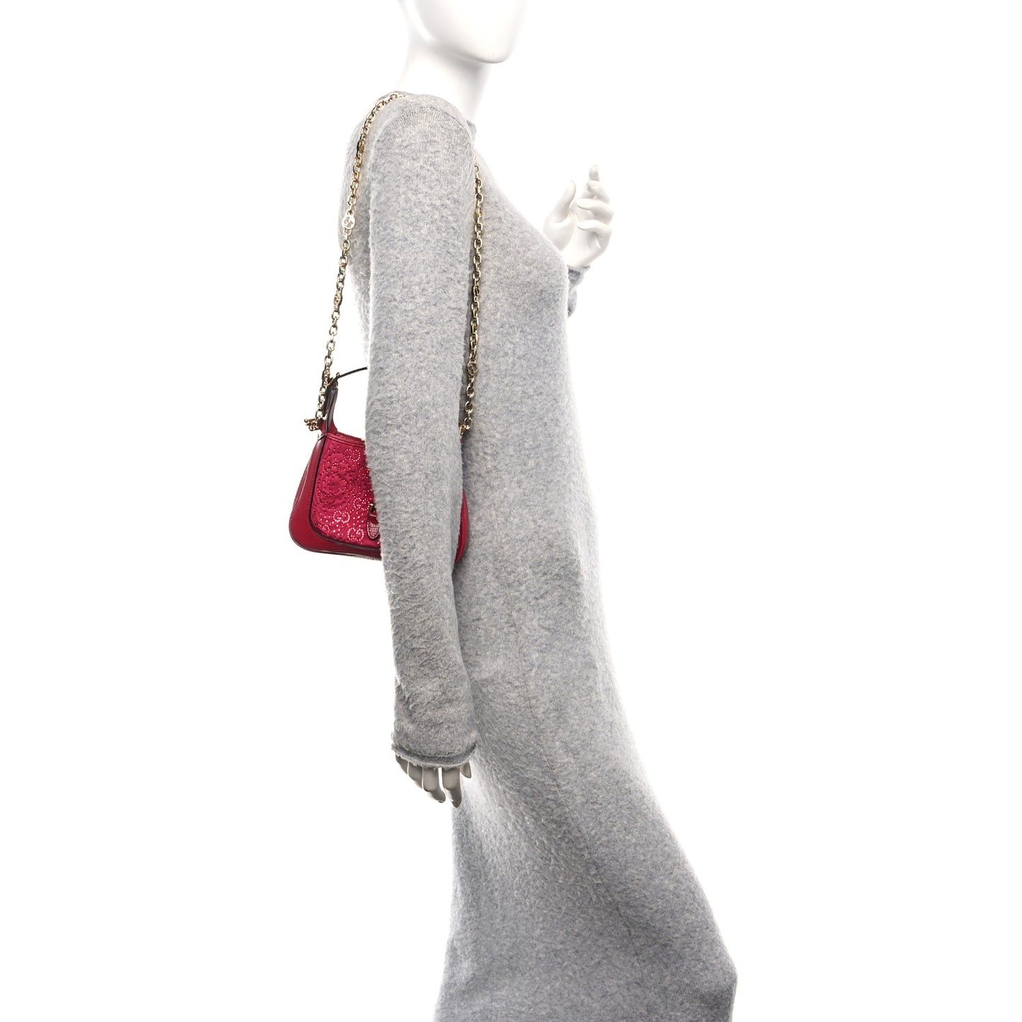 Canvas Lizard Crystal GG Monogram Mini Jackie 1961 Red
