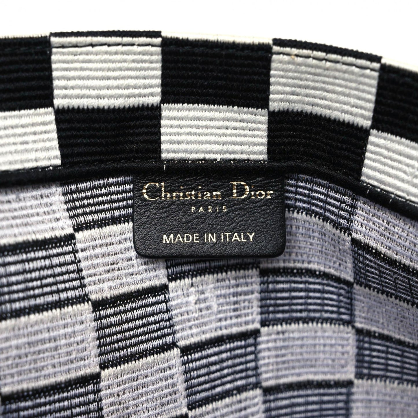 Canvas Embroidered Checkered Book Tote Black White