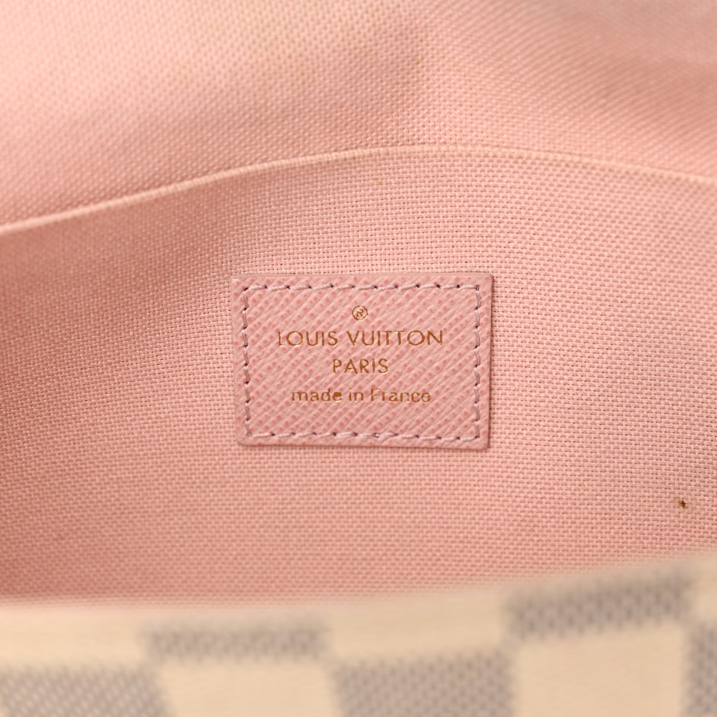 Damier Azur Pochette Felicie Chain Wallet Rose Ballerine