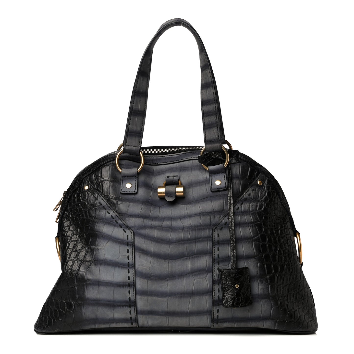 Nubuck Crocodile Embossed Large Muse Grey