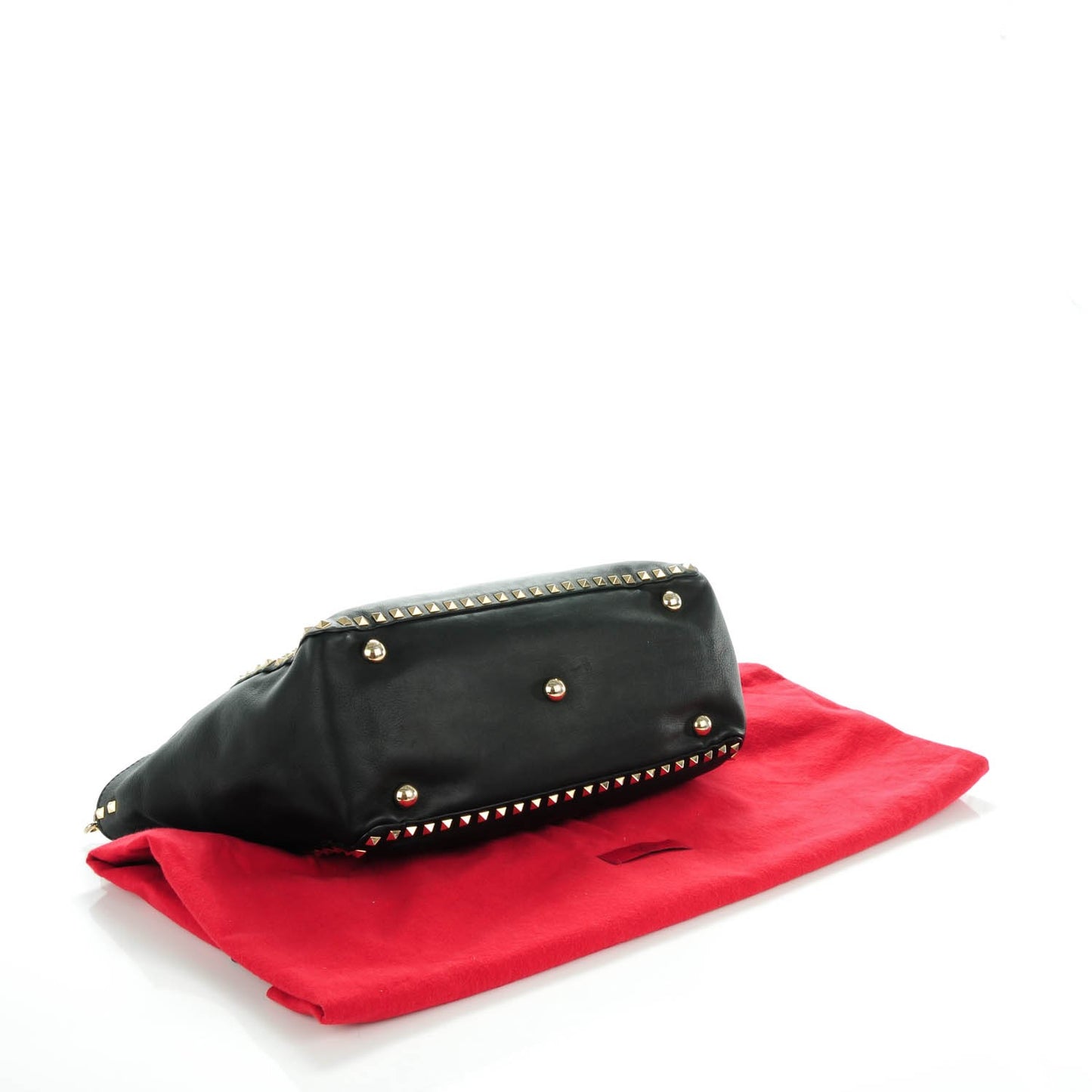Vitello Medium Rockstud Tote Black