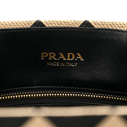 Prada Jacquard Saffiano Triangolo Symbole Embroidered Large Tote Black Corda 7 of 9