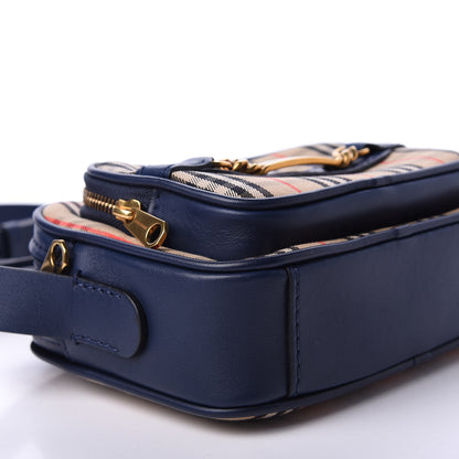 Burberry Smooth Calfskin 1983 Knight Check Link Camera Bag Navy 6 of 10