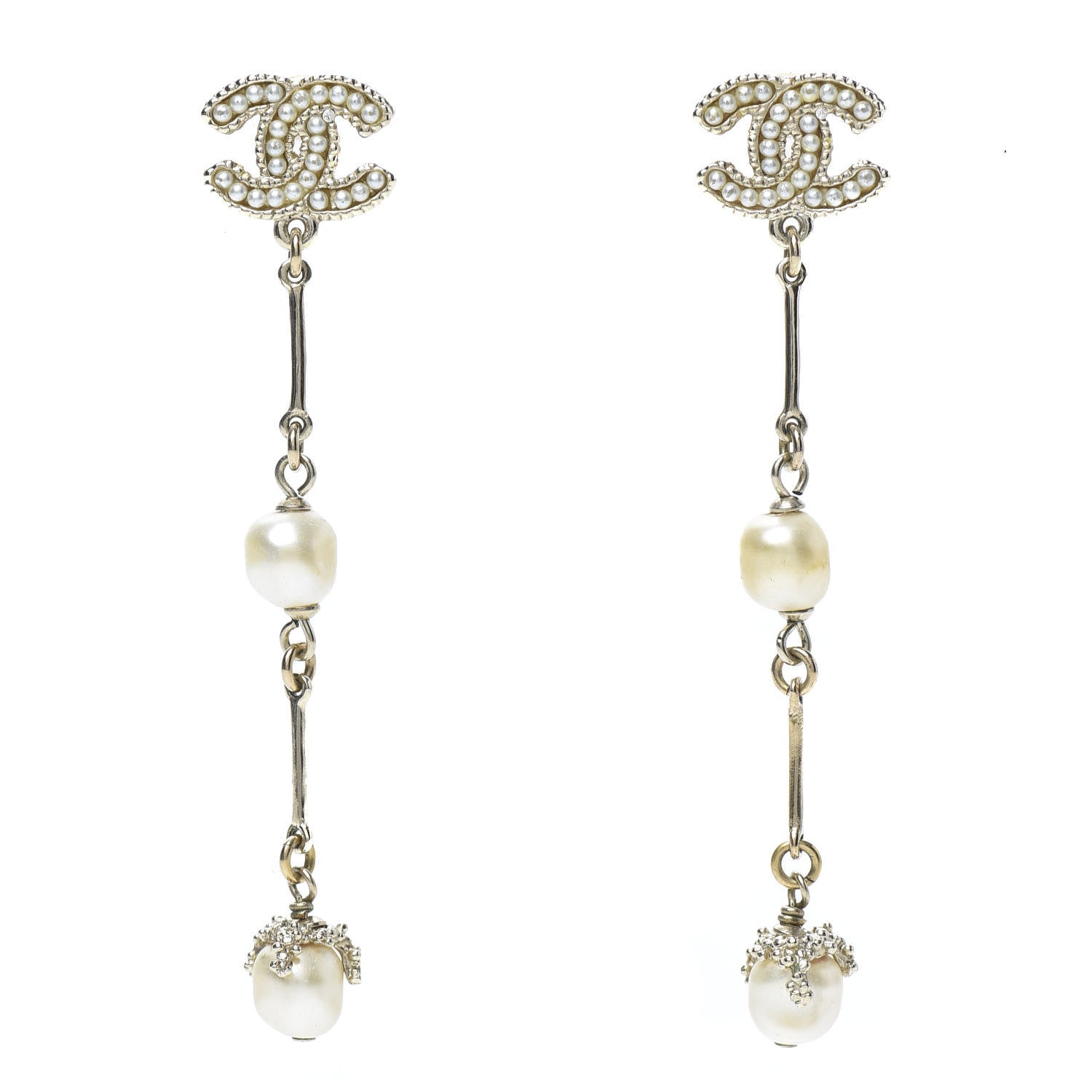 Chanel Pearl CC Drop Earrings Gold 1 of 5