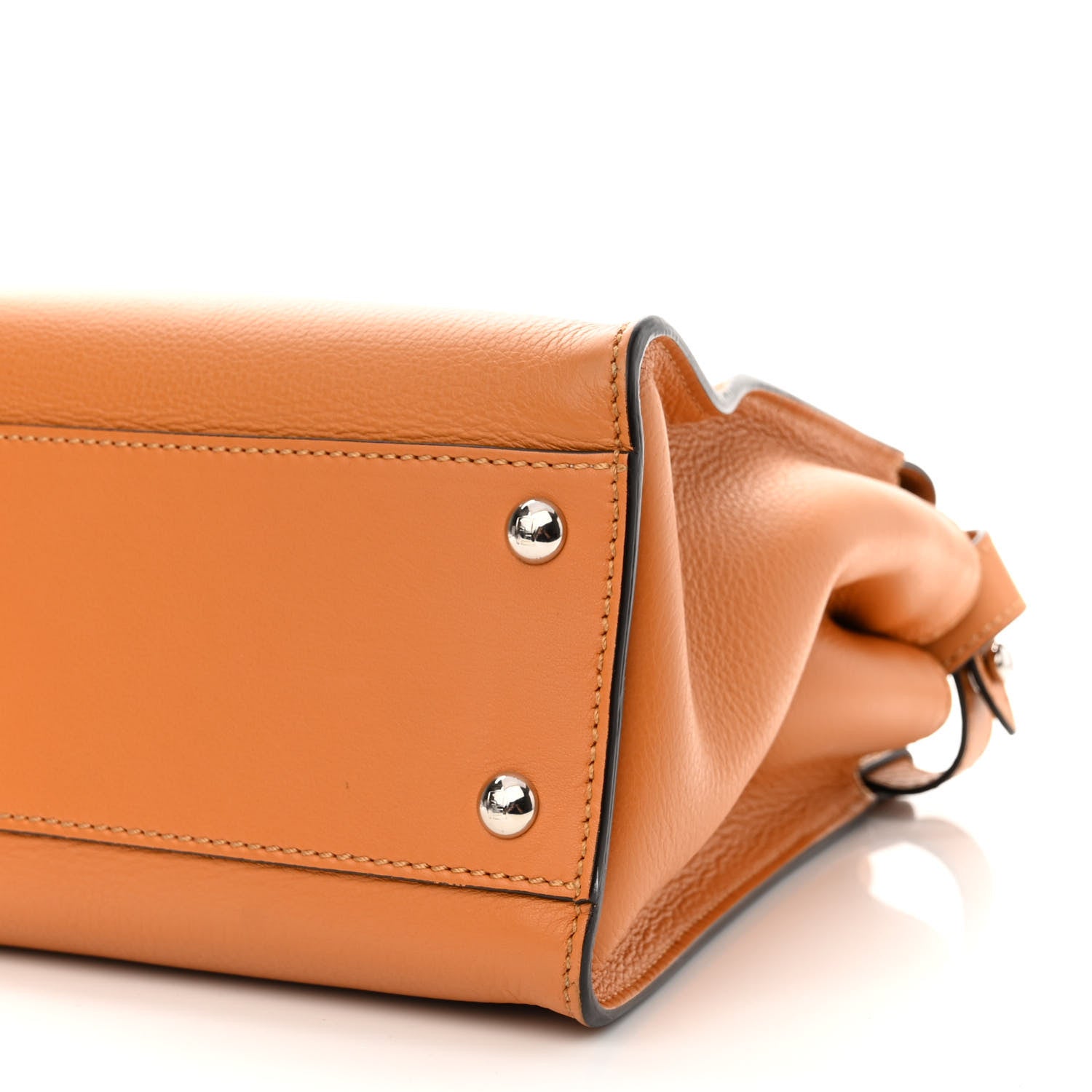 Fendi Vitello Seta Shiny Nappa Plexiglass Granite Medium Peekaboo Iconic Satchel Ginger Latte 11 of 12
