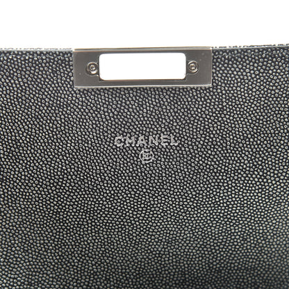 Chanel Metallic Caviar Quilted Medium Golden Class Pouch Silver 6 of 9