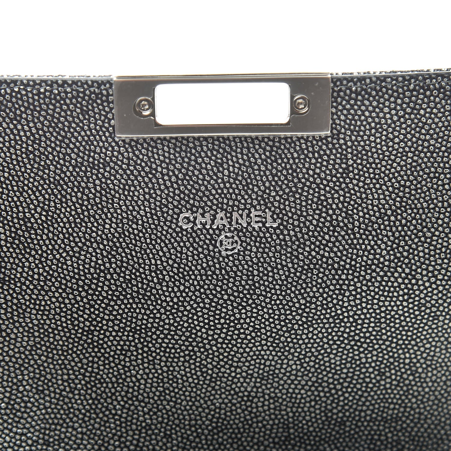 Chanel Metallic Caviar Quilted Medium Golden Class Pouch Silver 6 of 9