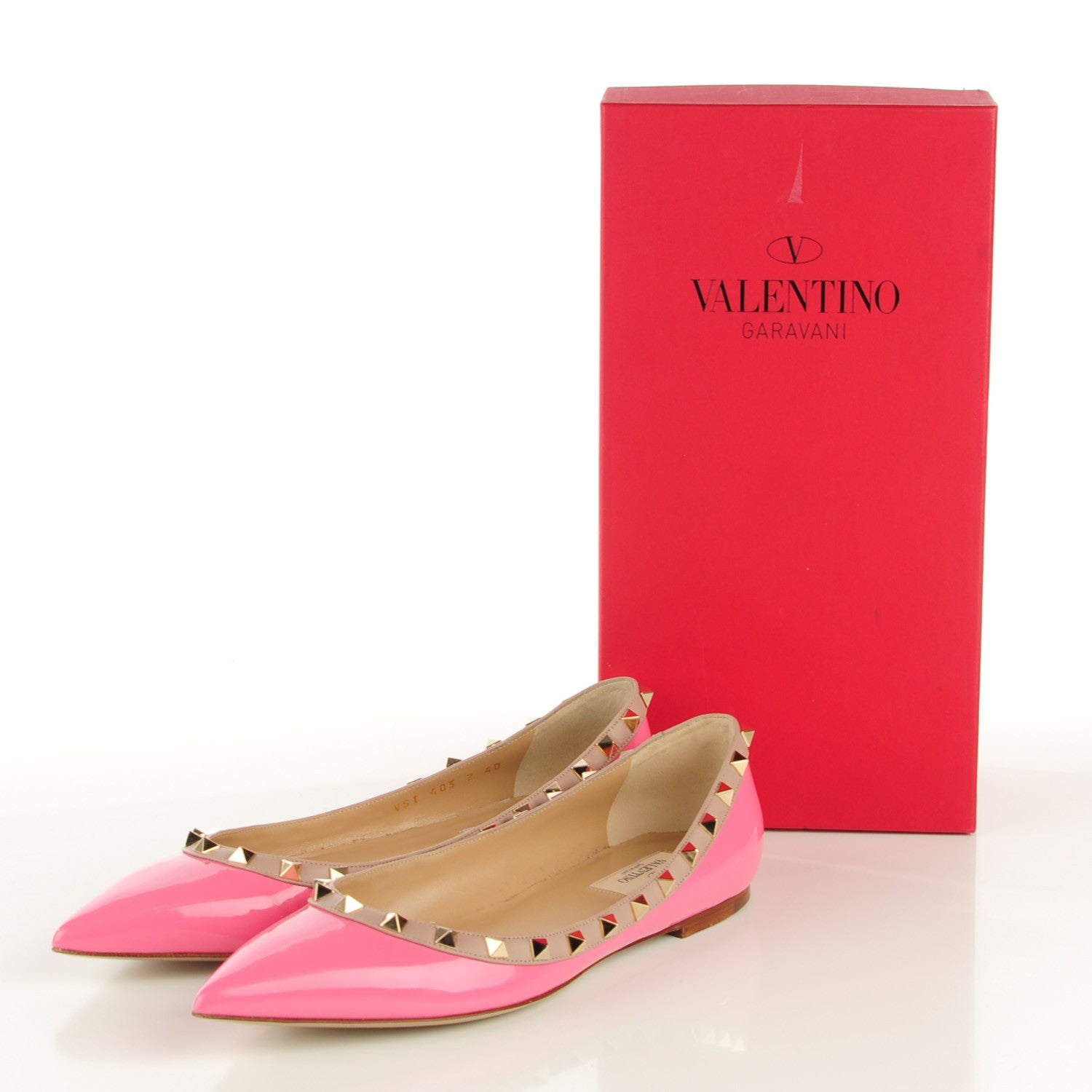 Valentino Garavani Patent Nappa Rockstud Ballerina Flats 40 Ninphea Poudre 3 of 7