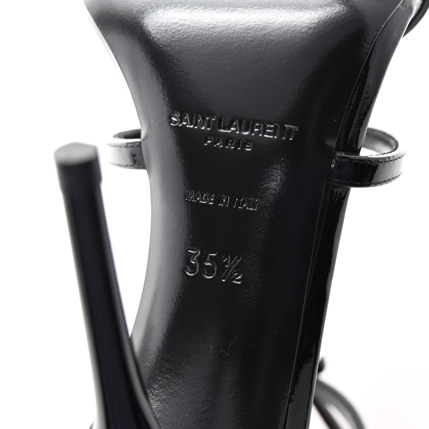 Saint Laurent Patent Cassandra 100 Ankle Strap Sandals 35.5 Black 7 of 9