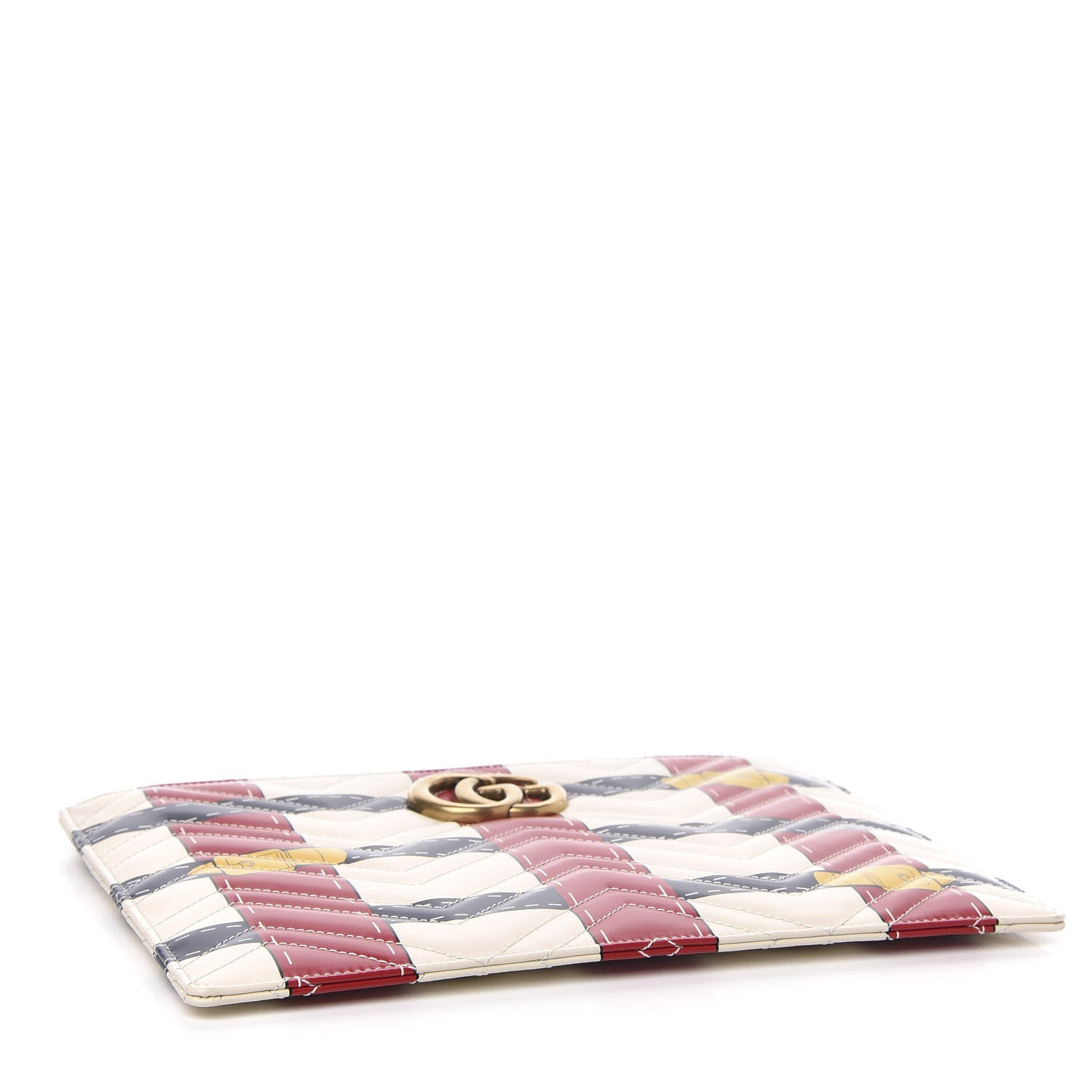 Gucci Calfskin Matelasse Trompe L'Oeil Print GG Marmont Zip Pouch White 4 of 8