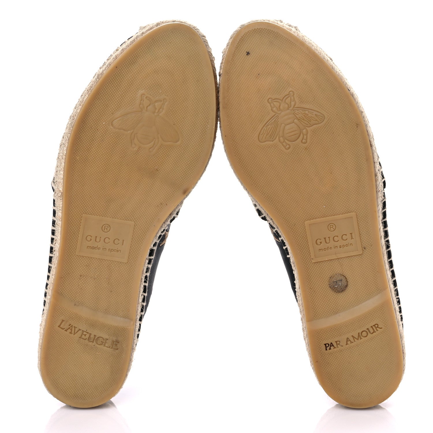 Gucci Calfskin Bee Star Embroidered Espadrilles 37 Black 5 of 12