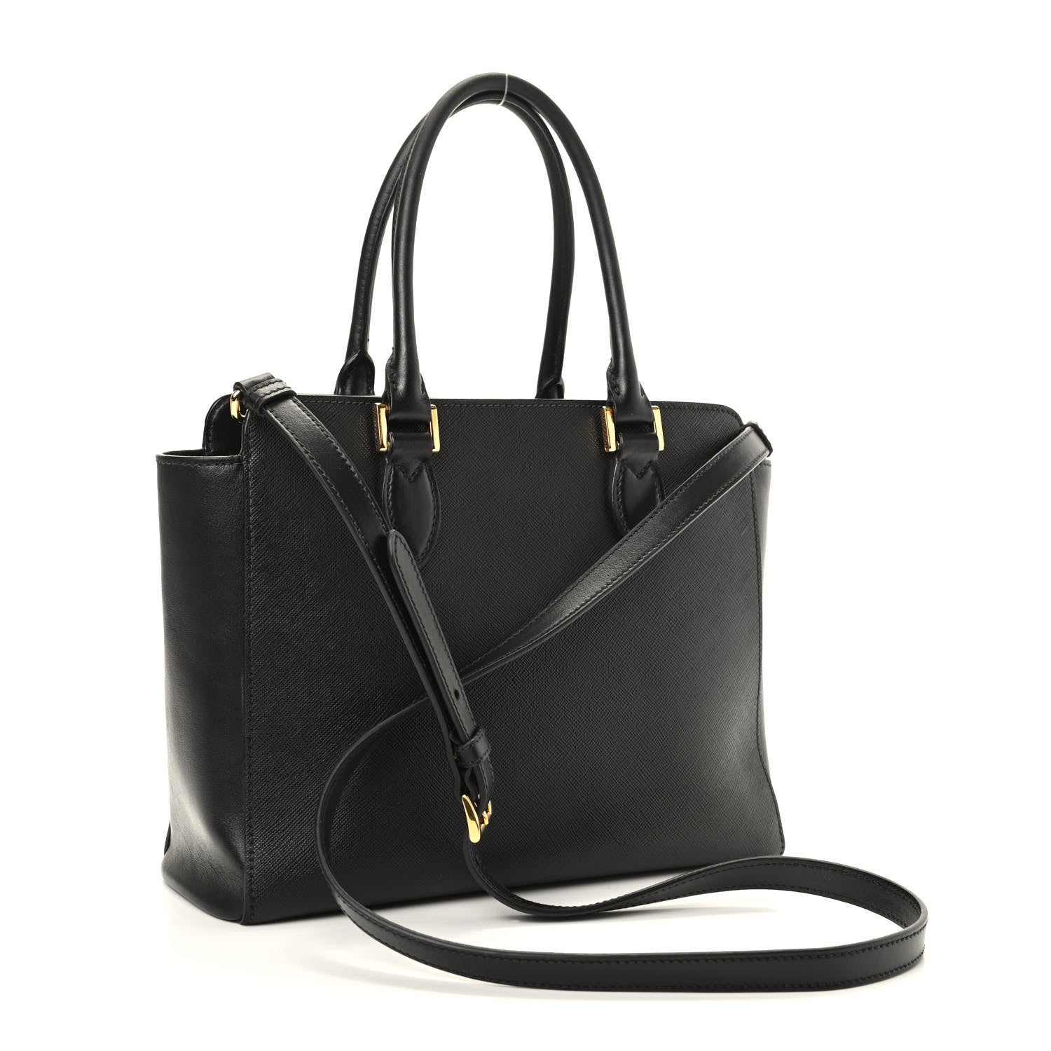 Prada Saffiano Soft Calfskin Small Zippered Tote Black 3 of 9