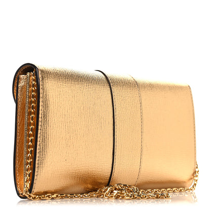 Delvaux Metallic Rodeo Calfskin Brillant Wallet On Chain Satin Gold 3 of 9