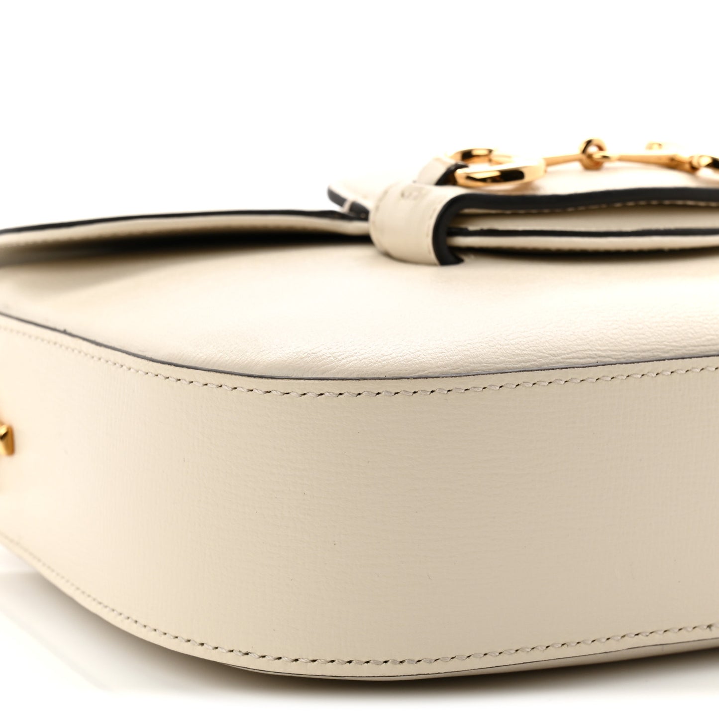 Azalea Calfskin Web Mini Horsebit 1955 Shoulder Bag Mystic White
