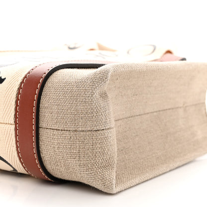 Chloe Linen Calfskin Small Woody Ribbon Tote With Strap White Brown 10 of 10