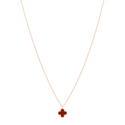Van Cleef & Arpels 18K Rose Gold Carnelian Sweet Alhambra Pendant Necklace 1 of 5