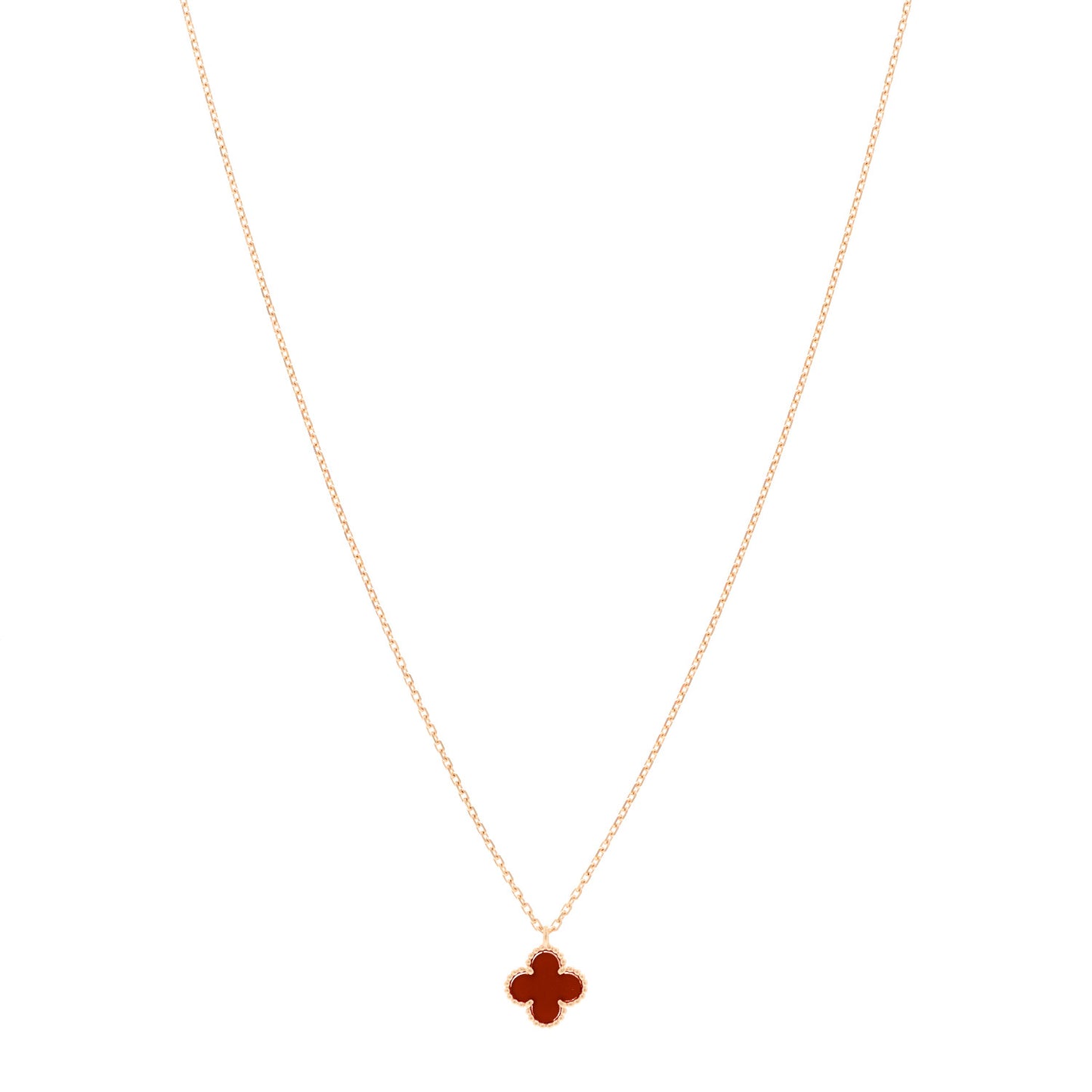 18K Rose Gold Carnelian Sweet Alhambra Pendant Necklace
