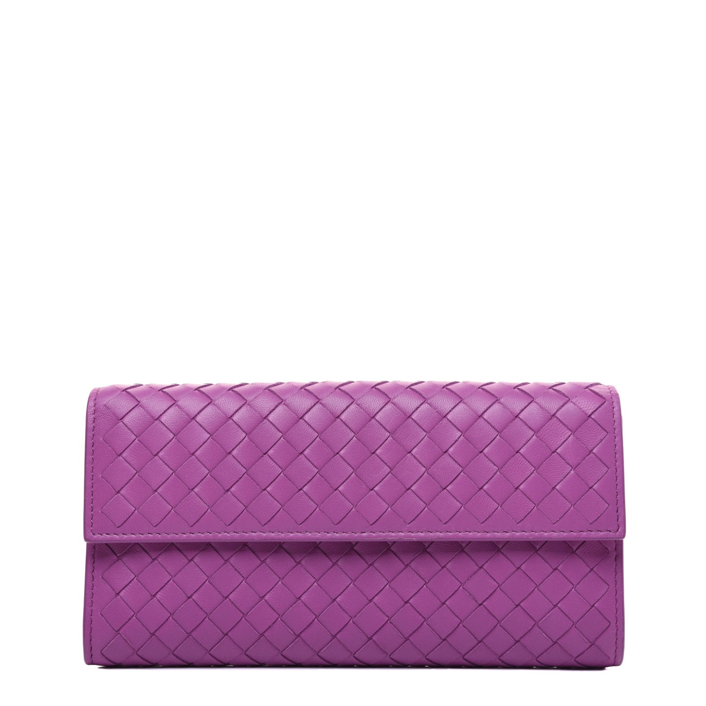 Nappa Intrecciato Continental Flap Wallet Peony
