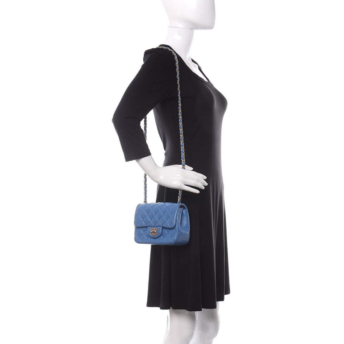 Lambskin Quilted Mini Square Flap Blue
