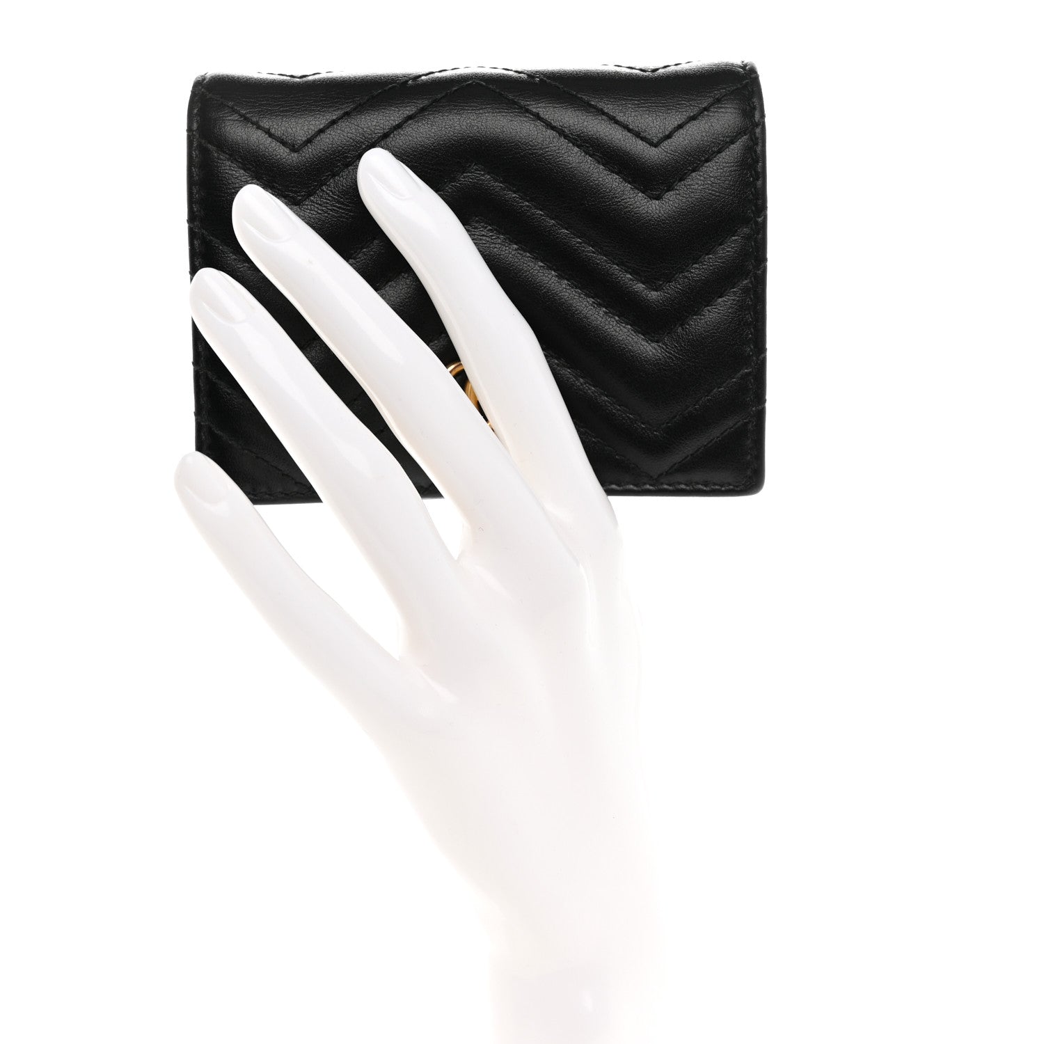 Gucci Calfskin Matelasse GG Marmont Card Case Wallet Black 2 of 12