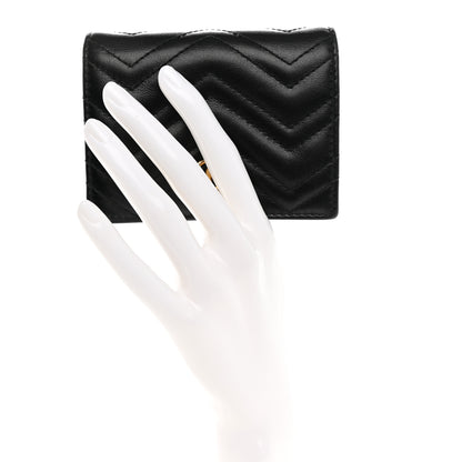 Gucci Calfskin Matelasse GG Marmont Card Case Wallet Black 2 of 12