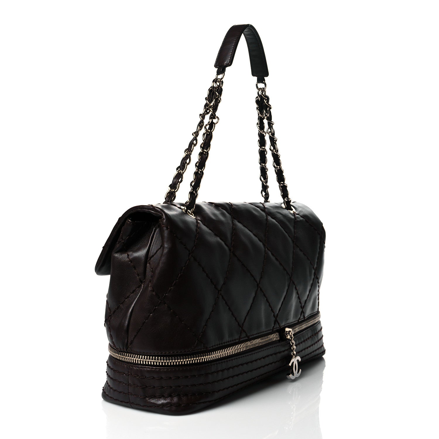 Chanel Calfskin Stitched Large Expandable Flap Bag Brown 3 of 10