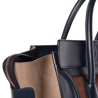 Celine Nubuck Smooth Calfskin Mini Tri-Color Luggage Marron 24 of 30