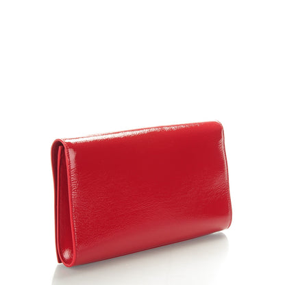 Saint Laurent Textured Patent Monogram Large Belle De Jour Clutch Red 3 of 7