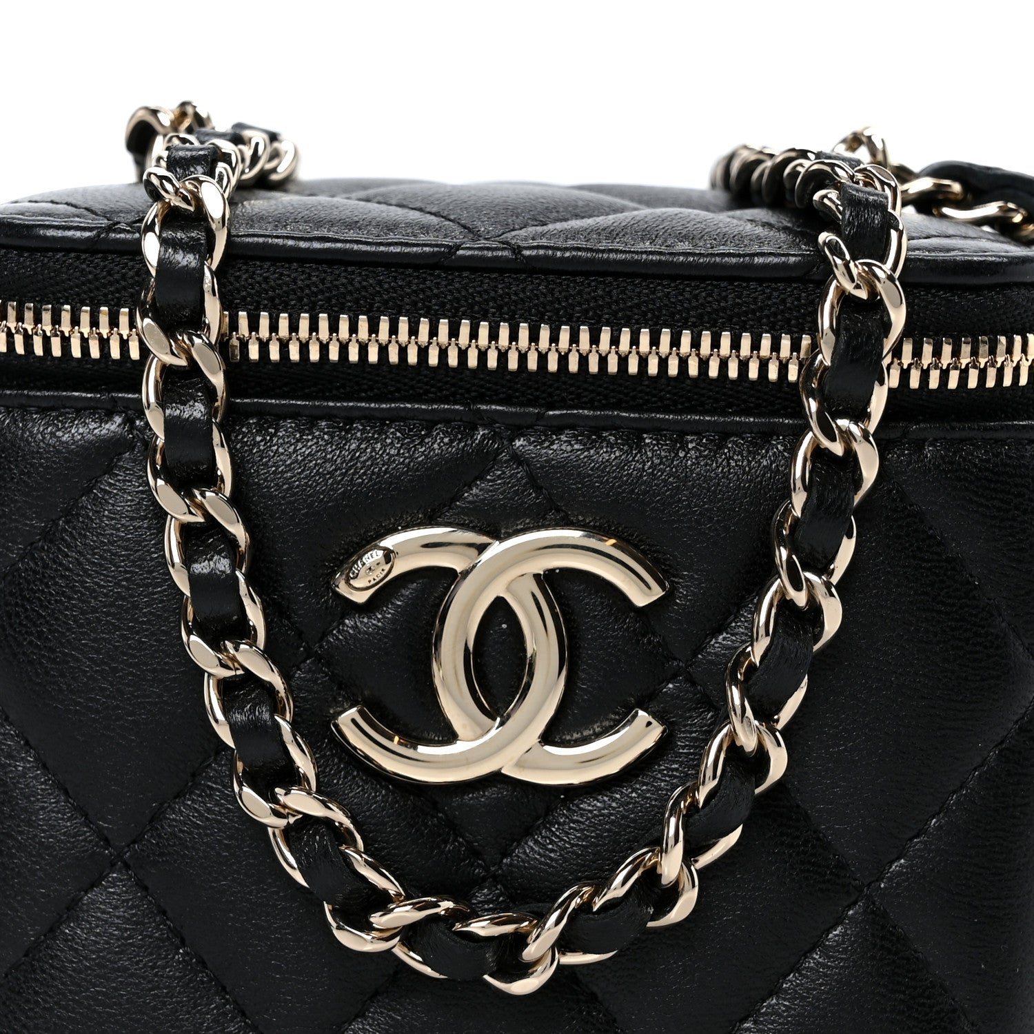 Chanel Lambskin Quilted Mini CC Crush Vanity Case With Chain Black 8 of 11