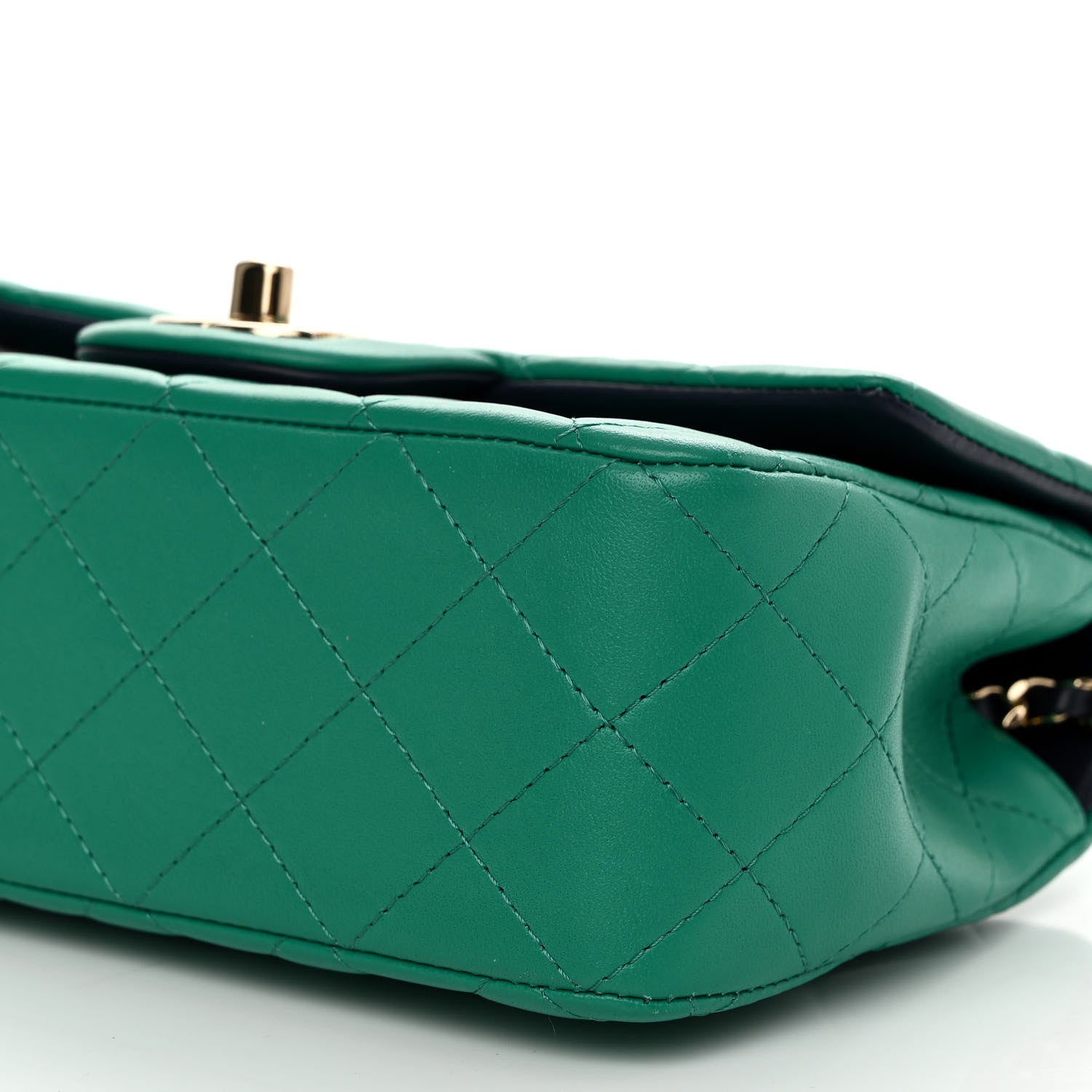 Chanel Lambskin Quilted Bi-Color Mini Top Handle Rectangular Flap Green Dark Blue 10 of 10