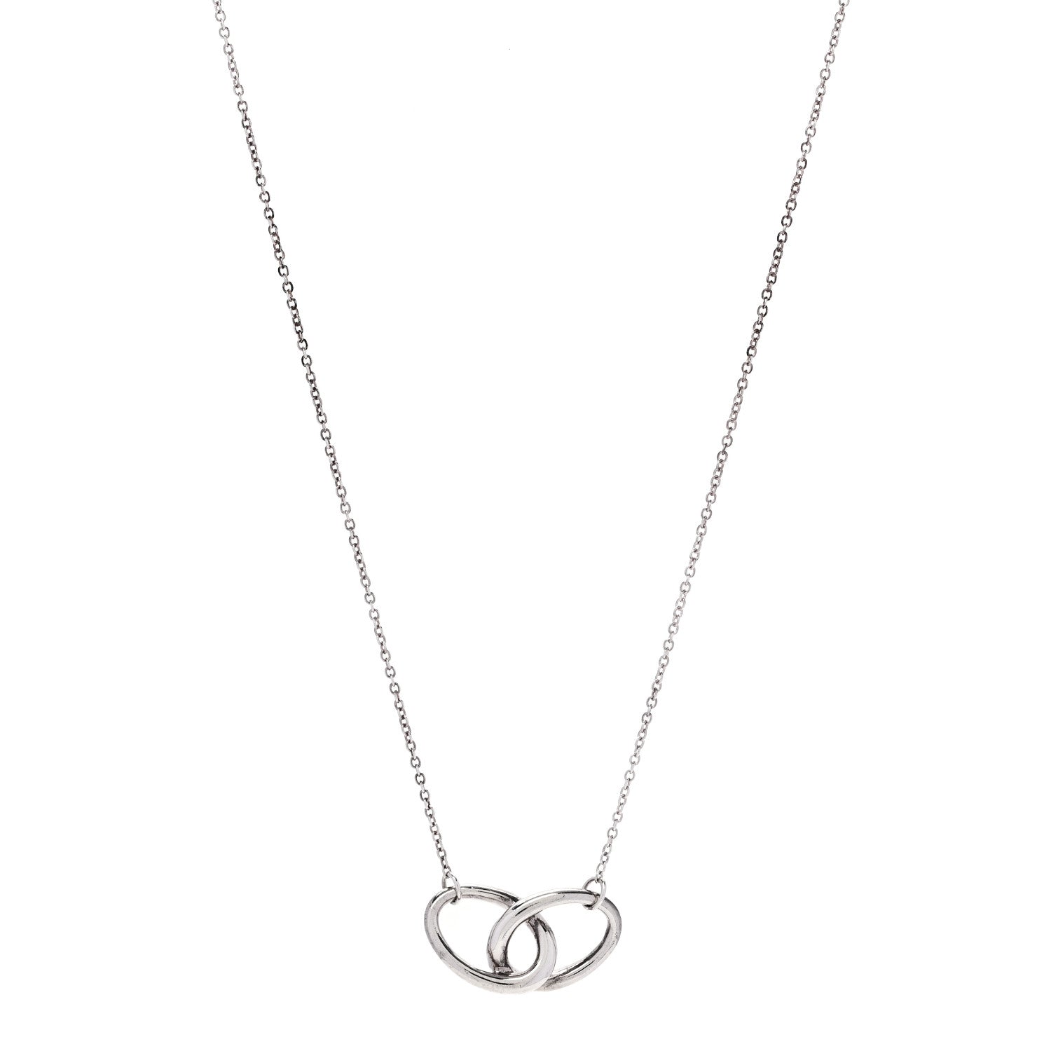Tiffany Sterling Silver Elsa Peretti Interlocking Ovals Pendant Necklace 1 of 5