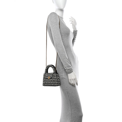 Chanel Tweed Houndstooth Quilted Nano Kelly Shopper Black White 2 of 12