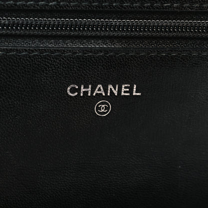 Chanel Goatskin Quilted Diamond CC Wallet On Chain WOC Black 6 of 12