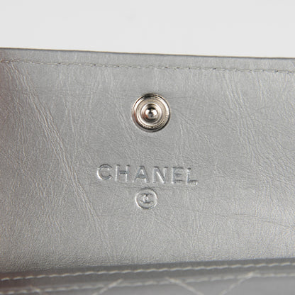 Chanel Metallic Aged Calfskin Quilted Palette Card Holder Silver 5 of 8