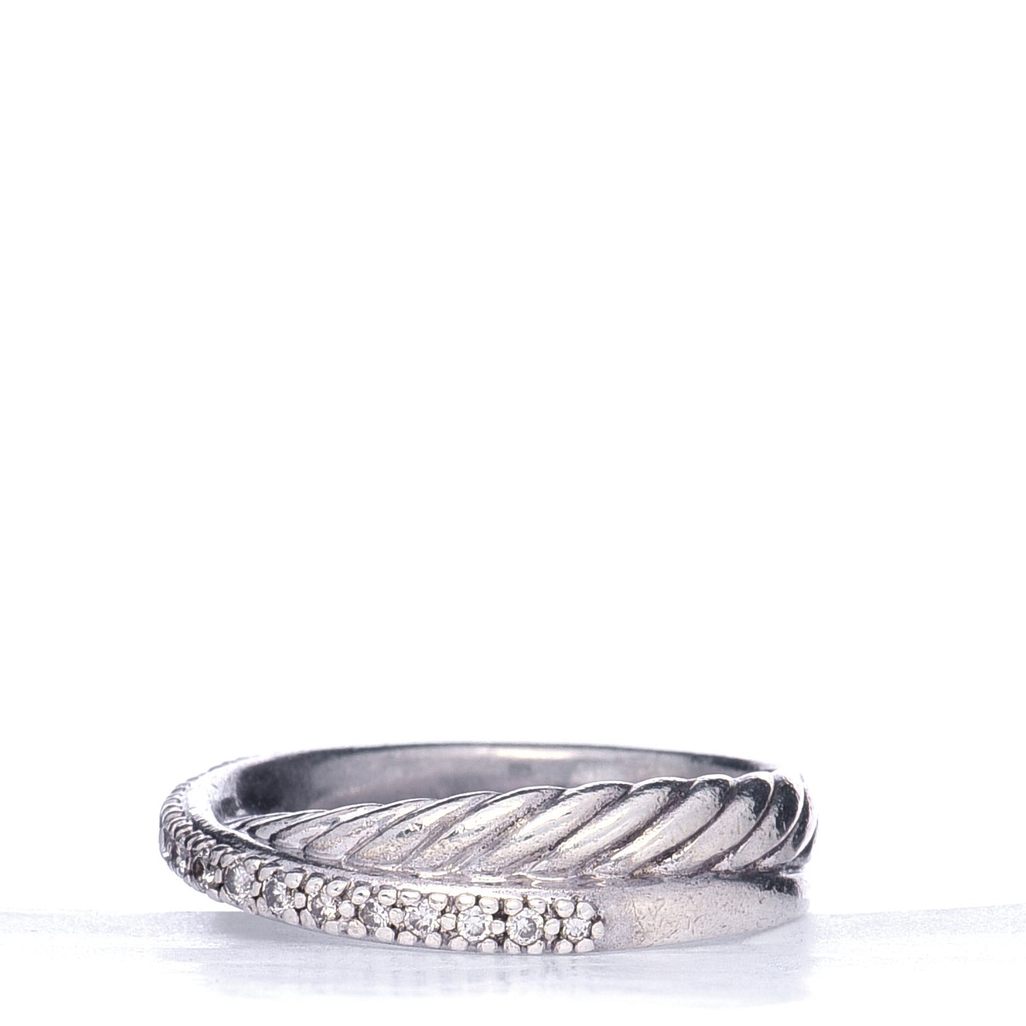 Sterling Silver Diamond 5mm Crossover Ring 52 6