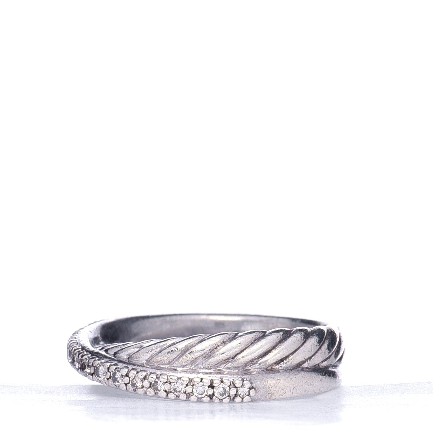 David Yurman Sterling Silver Diamond 5mm Crossover Ring 52 6 4 of 7