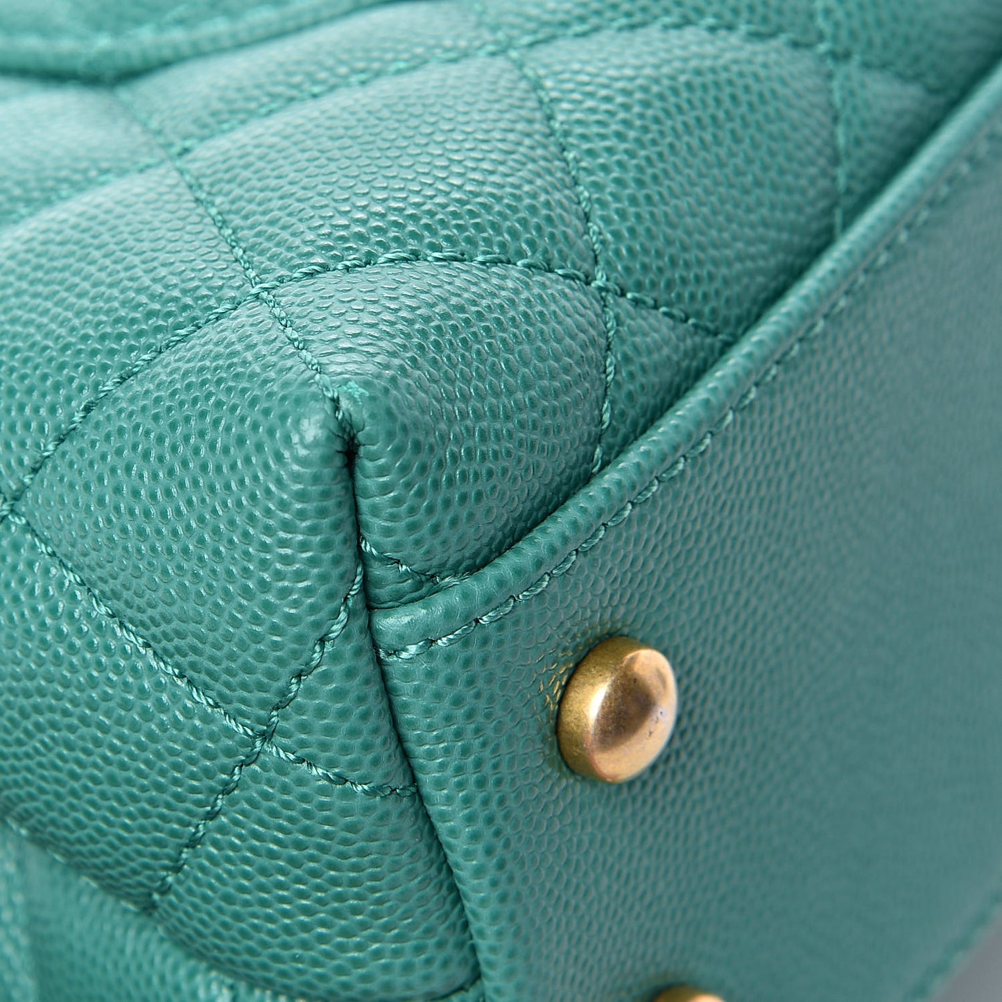 Caviar Lizard Quilted Mini Coco Handle Flap Green