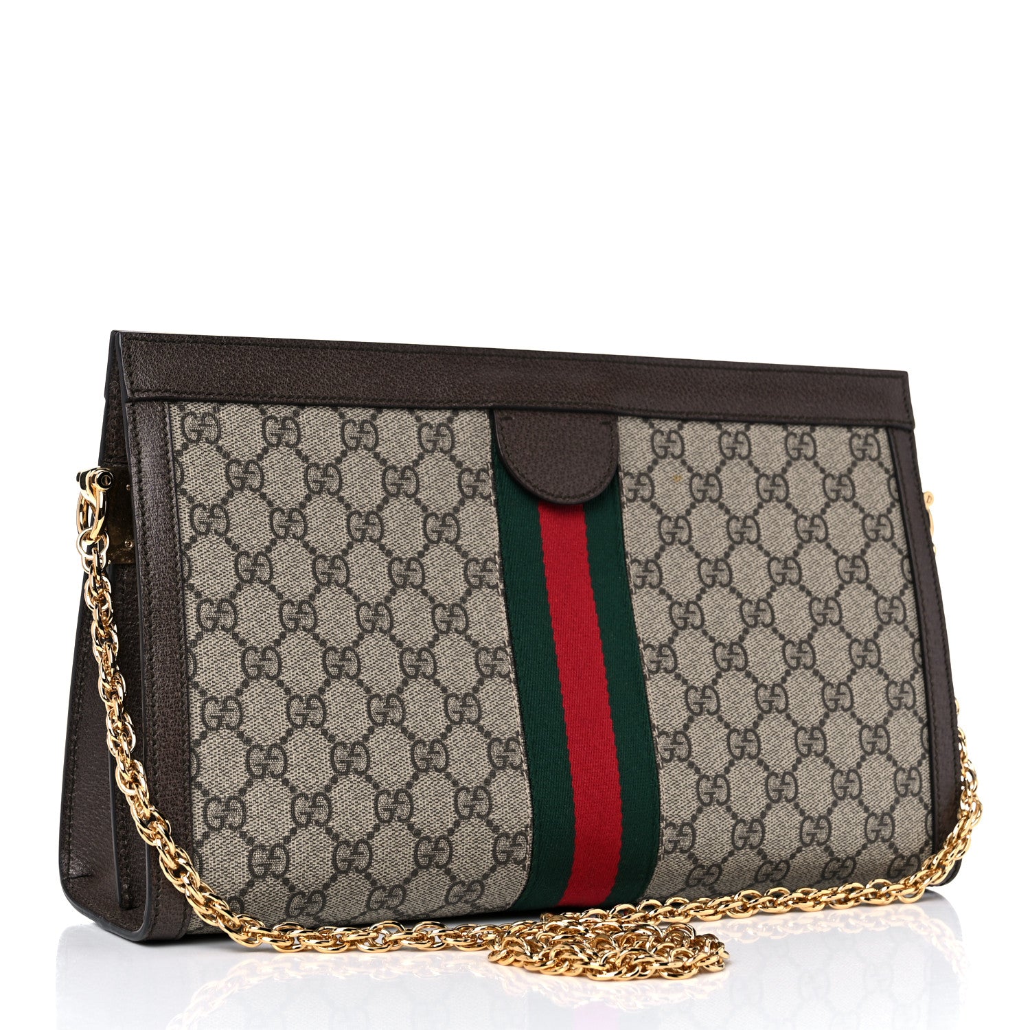 Gucci GG Supreme Monogram Web Medium Ophidia Chain Shoulder Bag Brown 3 of 9