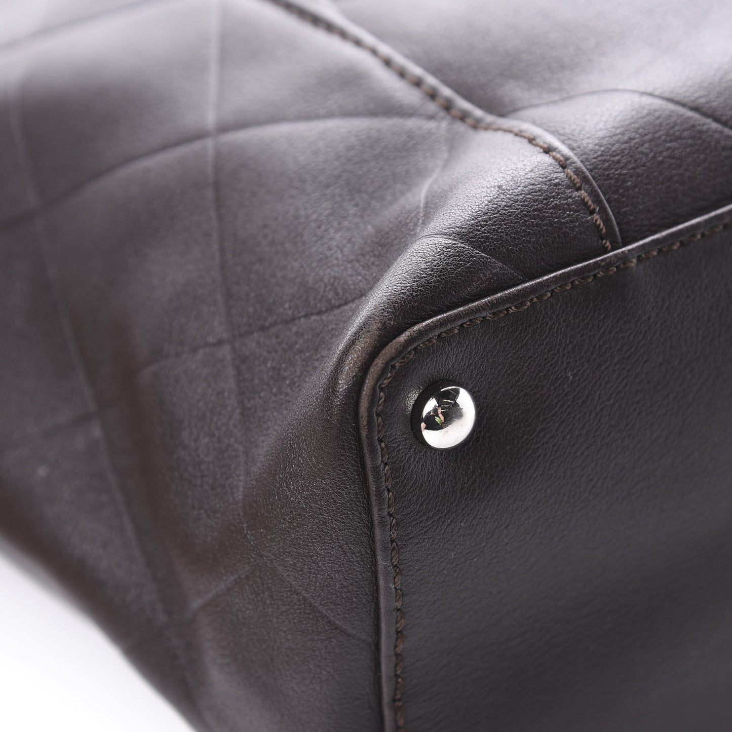 Calfskin CC Chevron All Day Long Tote Brown