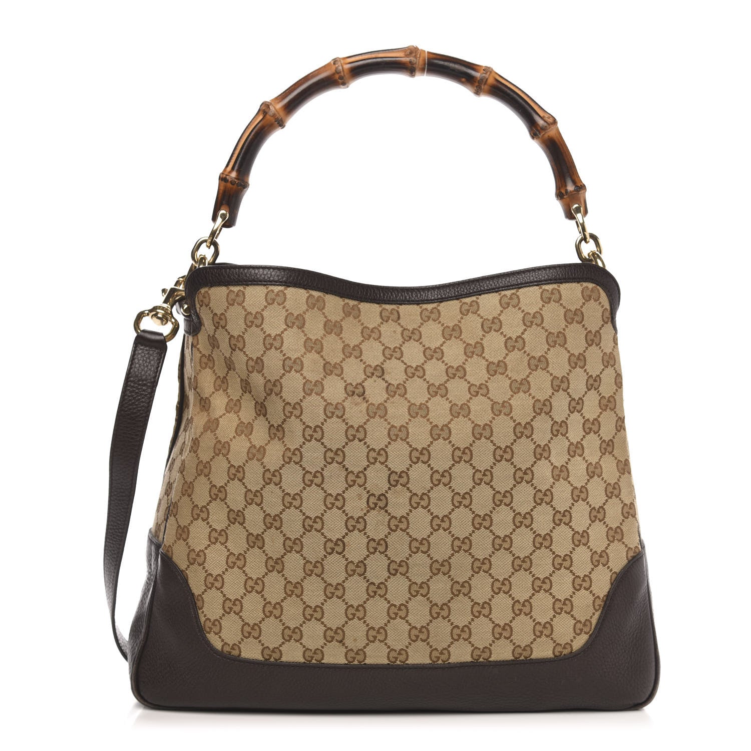Gucci Monogram Medium Diana Bamboo Shoulder Bag Dark Brown 1 of 11