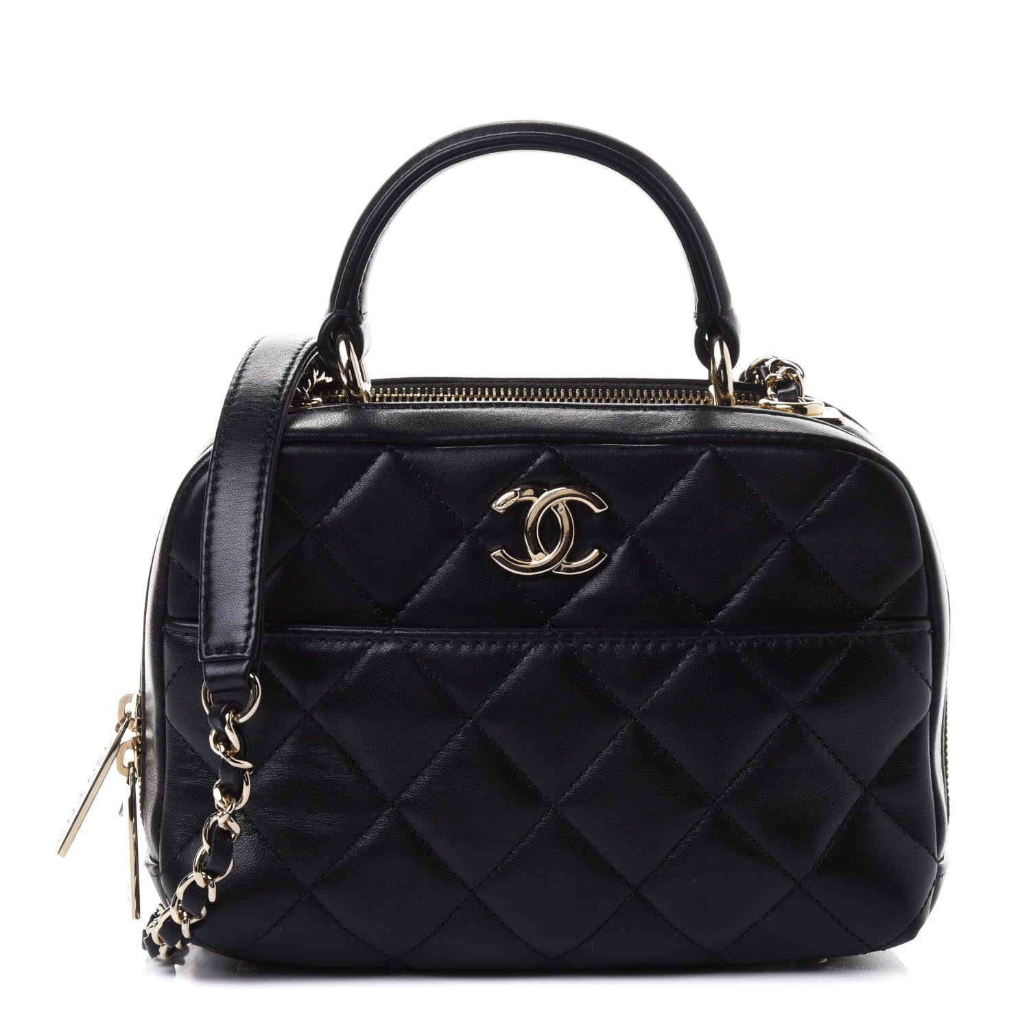 Chanel Lambskin Quilted Small Trendy CC Bowling Bag Black 1 of 4